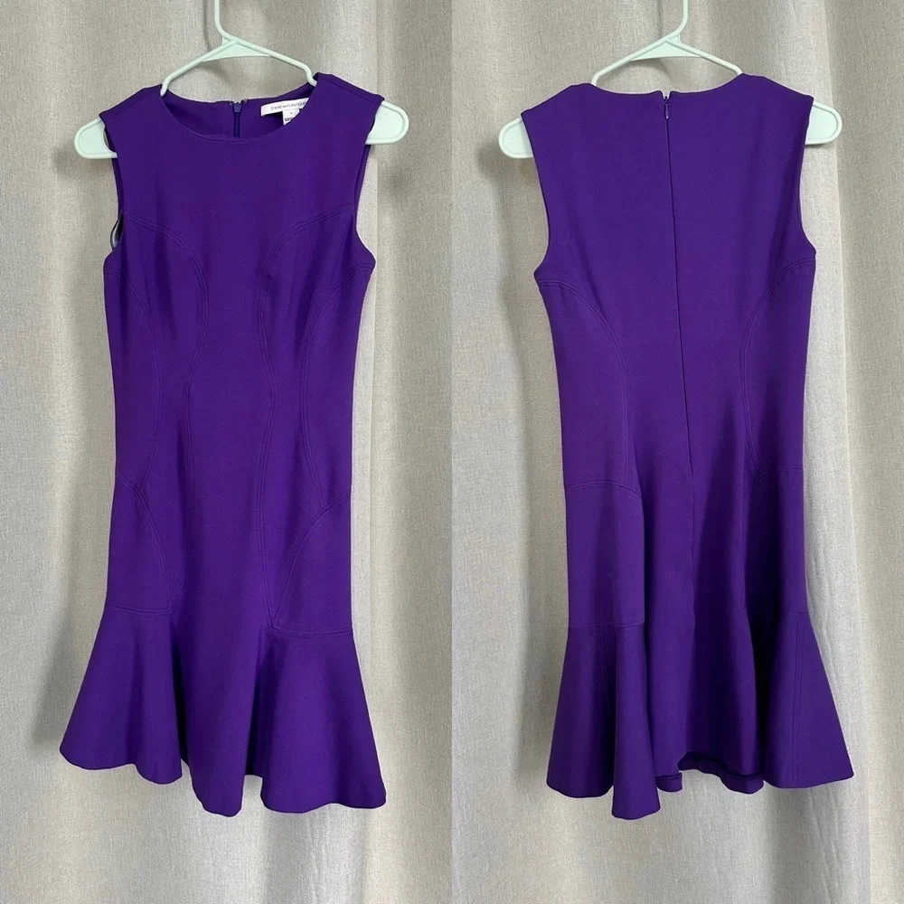 Diane Von Furstenberg DVF Jaelyn Purple Fit & Flare Sleeveless Mini Dress XS (2) - Picture 3 of 12